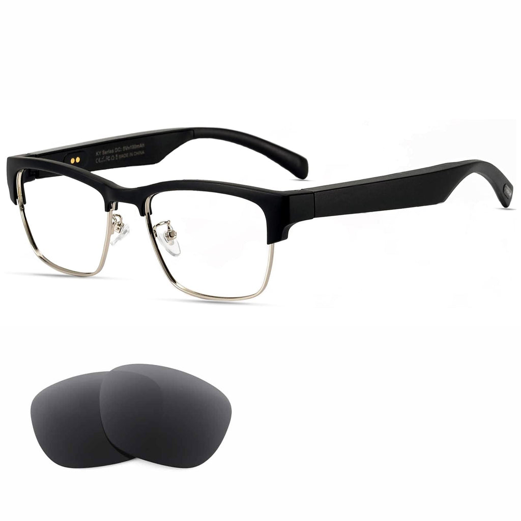 DOVIICO Smart Glasses Bluetooth-Audio Glasses for Men Women with Alexa Built-in Mic Blue Light Filter&Polarized Lenses for All Smart Devices Voice Assistant